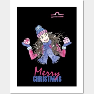 Merry Christmas Libra Winter Holidays Posters and Art